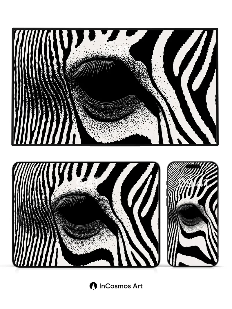 Whispering Stripes Wallpaper with Inked Gaze