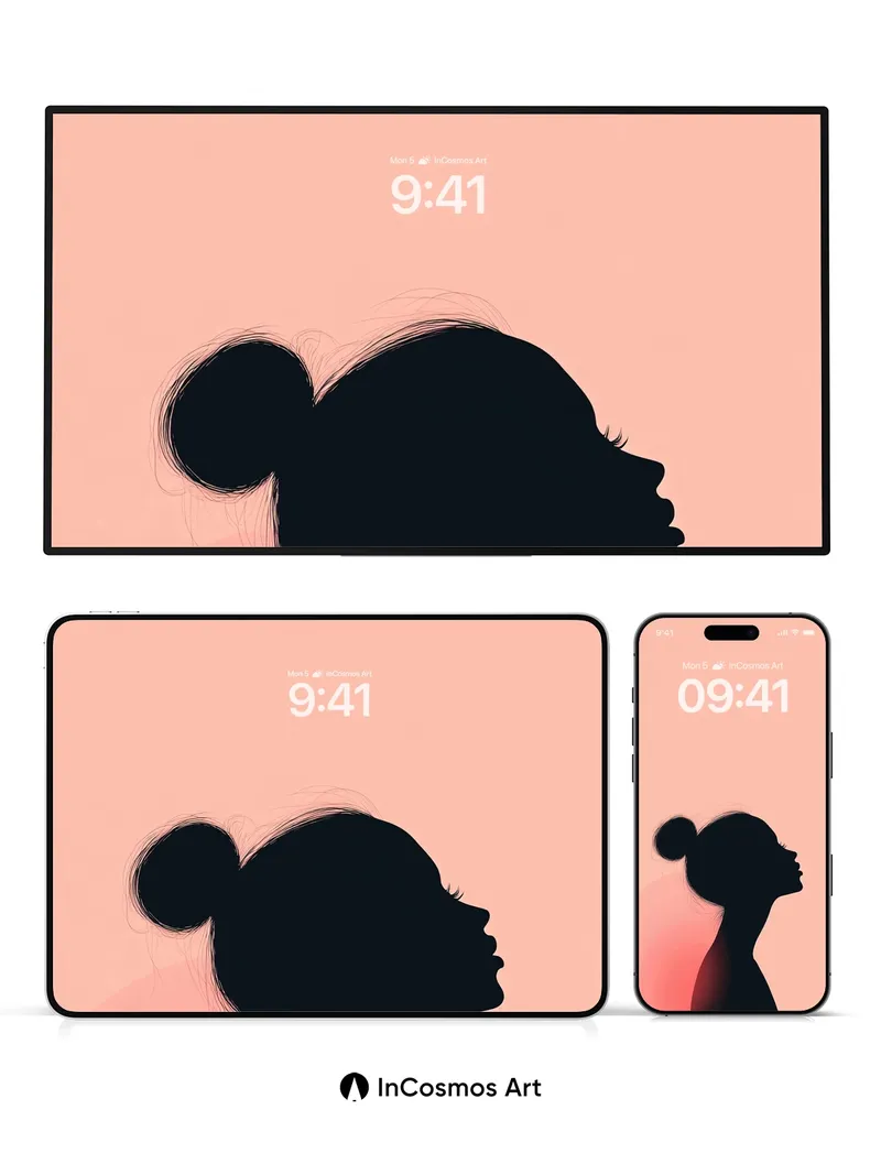 Silhouetted Grace Wallpaper with Soft Gradient Hues