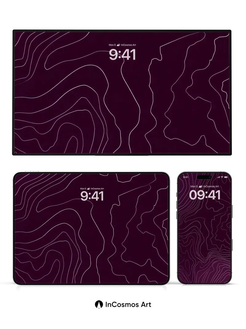 Velvet Topography Wallpaper with Ghost Lines