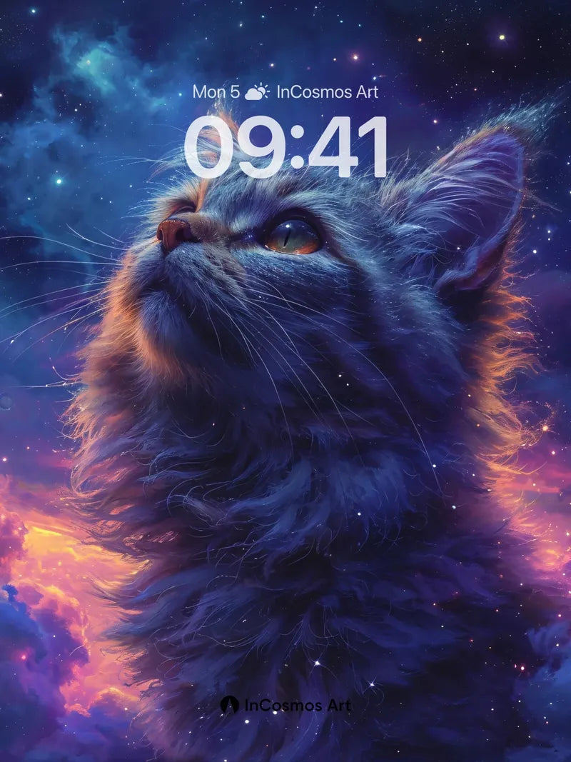 Cosmic Whisker Wallpaper with Starlit Gaze wallpaper for iPhone, iPad & Mac