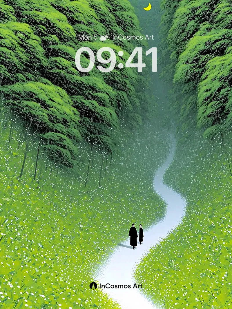 Serene Pathway Wallpaper with Moonlit Canopy wallpaper for iPhone, iPad & Mac