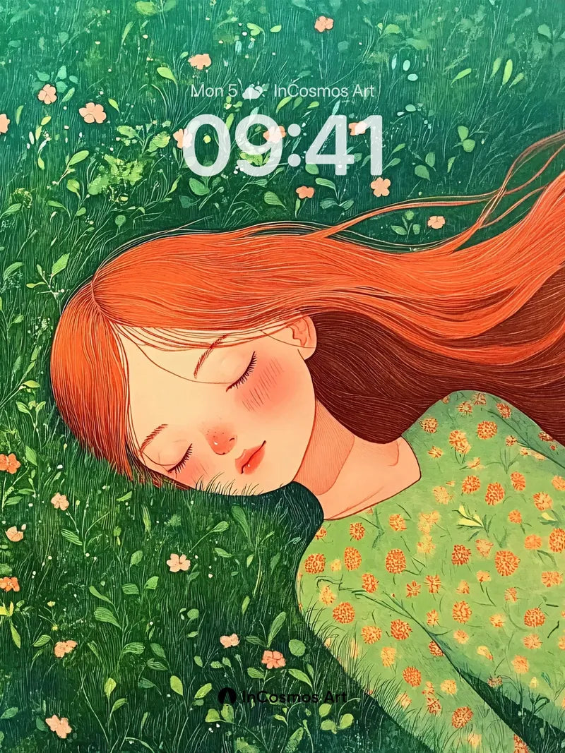 Serenity in Emerald Fields Wallpaper with Whispering Petals