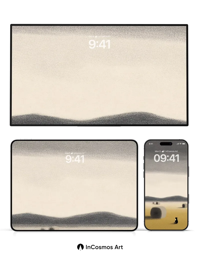 Silent Horizon Wallpaper with Solitary Cat