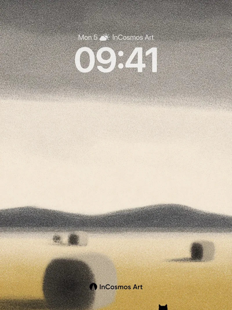 Silent Horizon Wallpaper with Solitary Cat