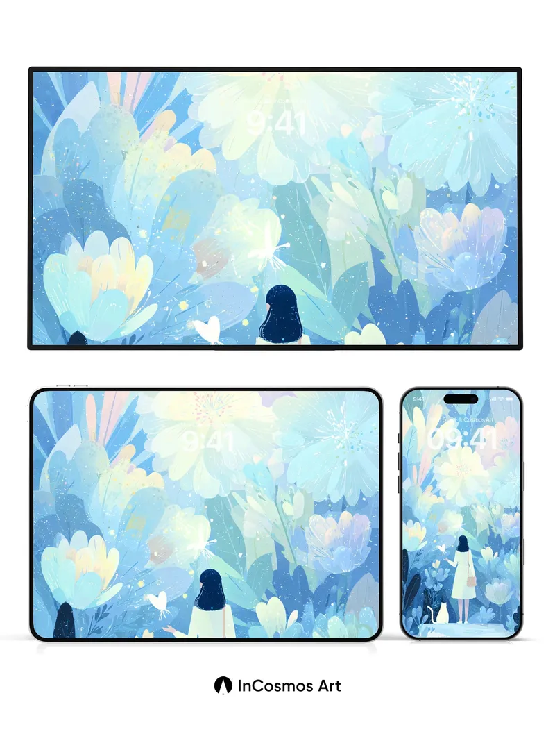 Luminous Garden Wallpaper with Whispering Petals