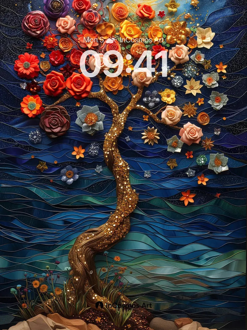 Luminous Bloom Wallpaper with Celestial Roots wallpaper for iPhone, iPad & Mac