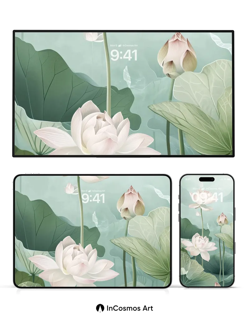 Serene Lotus Wallpaper with Ethereal Mist