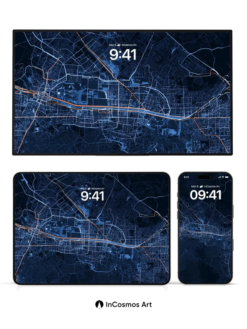 Neon Grid Wallpaper with Midnight Pulse