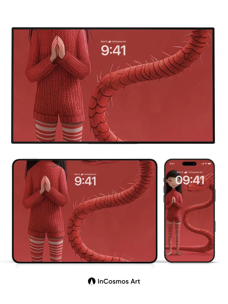 Crimson Whispers Wallpaper with Serpent Grace