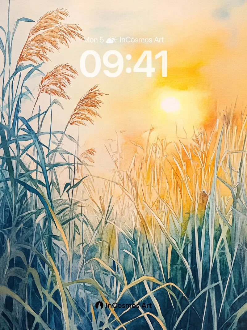 Golden Hush Wallpaper with Whispering Reeds