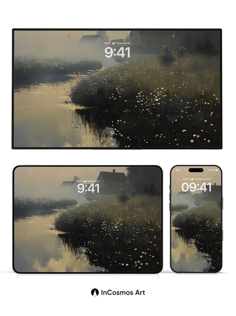 Misty Dawn Wallpaper with Whispering Reeds