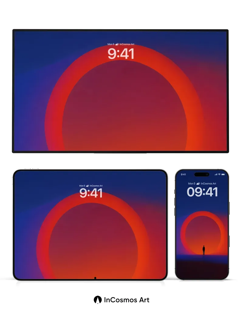 Silhouetted Solitude Wallpaper with Crimson Halo