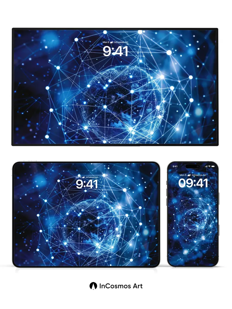 Cosmic Web Wallpaper with Neural Glow