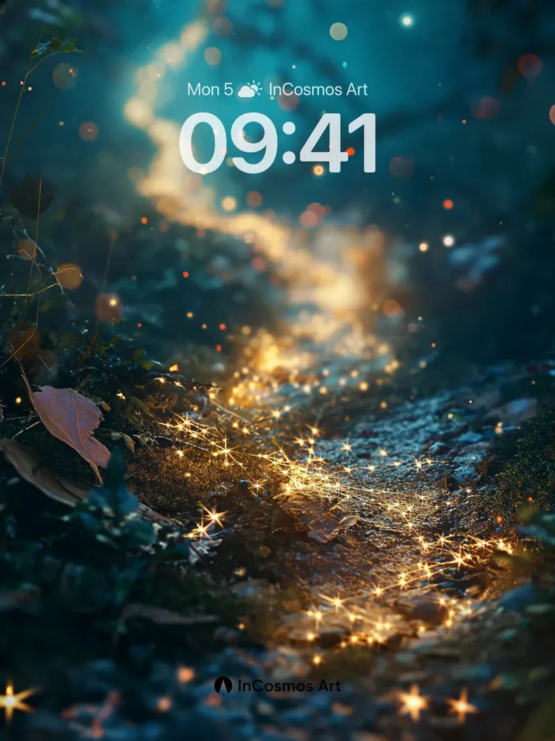 Luminous Pathway Wallpaper with Starlight Dust