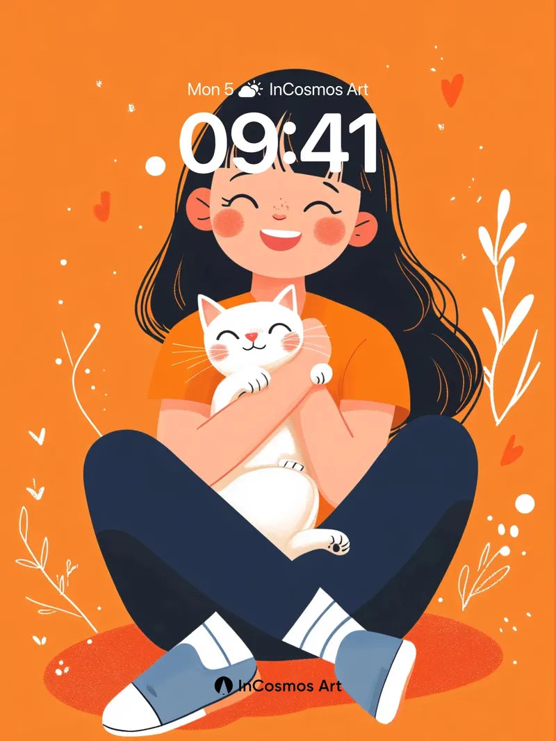 Warm Embrace Wallpaper with Feline Whispers wallpaper for iPhone, iPad & Mac