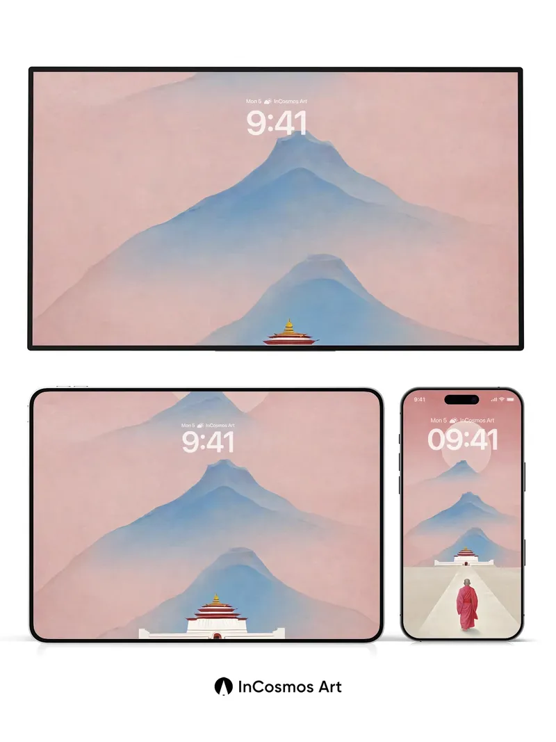 Serenity Path Wallpaper with Zen Temple