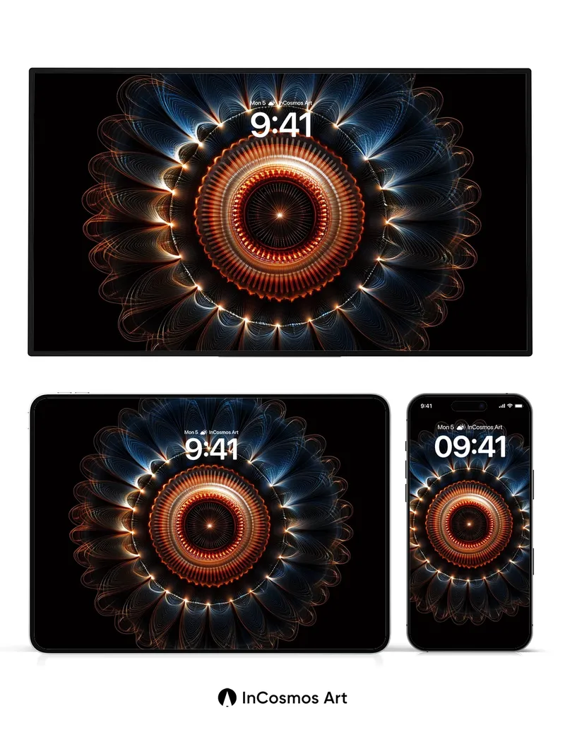 Cosmic Bloom Wallpaper with Fractal Petals