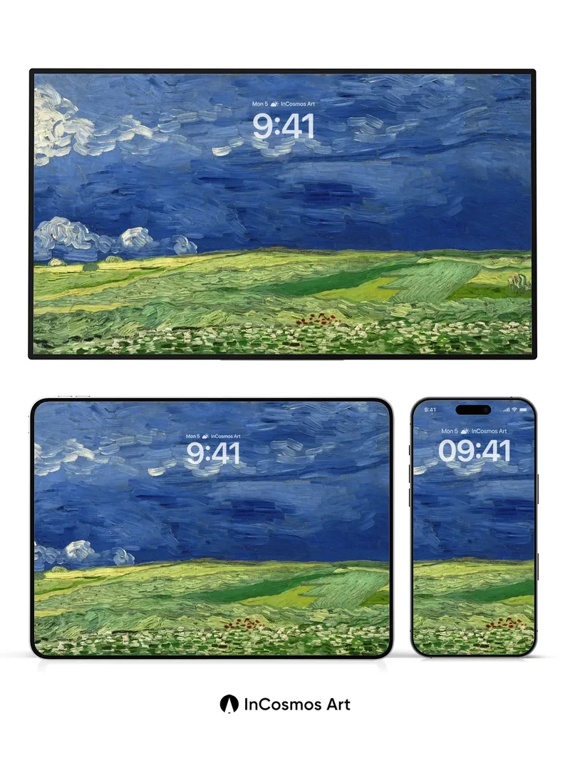 Storm-Whispered Fields Wallpaper with Van Gogh's Brush