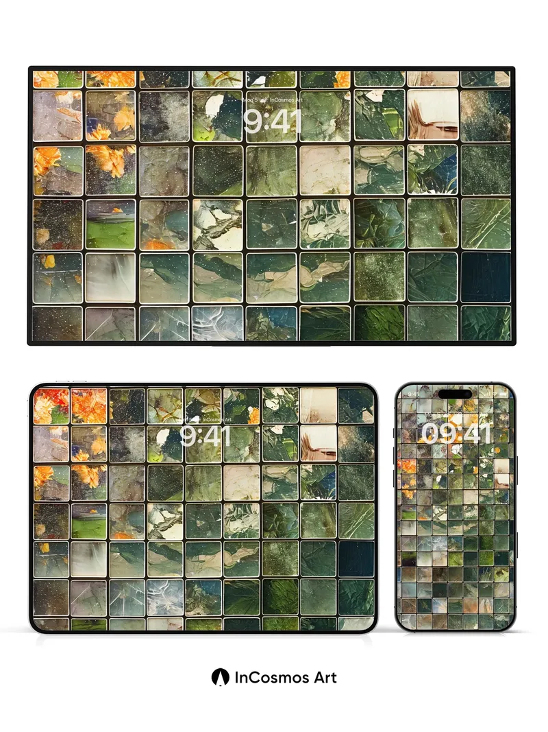 Whispering Tile Wallpaper with Fleeting Florals