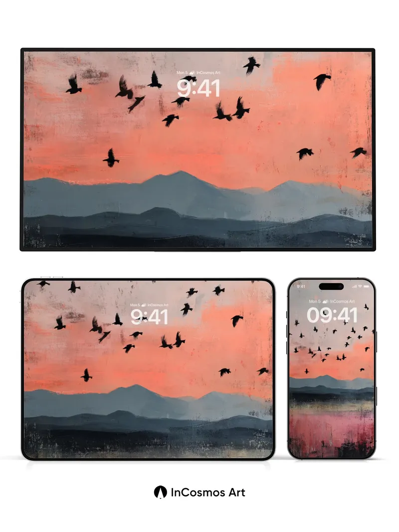 Serenity Flock Wallpaper with Dusk Echoes