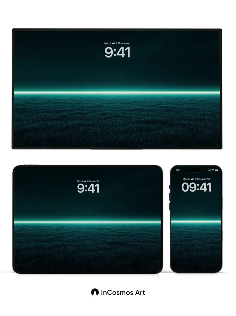 Neon Horizon Wallpaper with Electric Grass