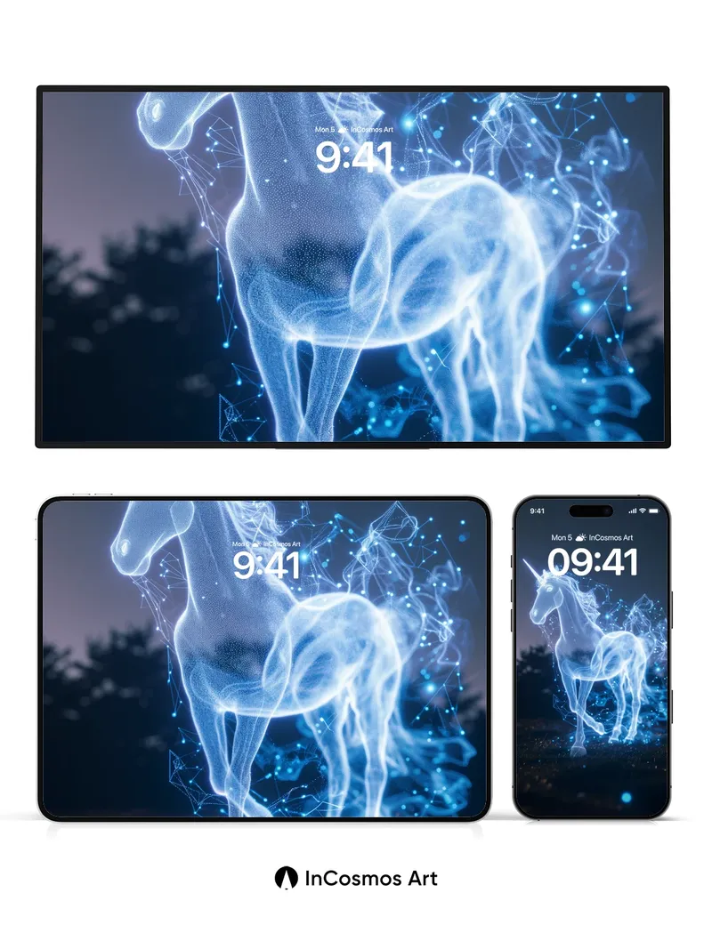 Luminous Unicorn Wallpaper with Electric Veins