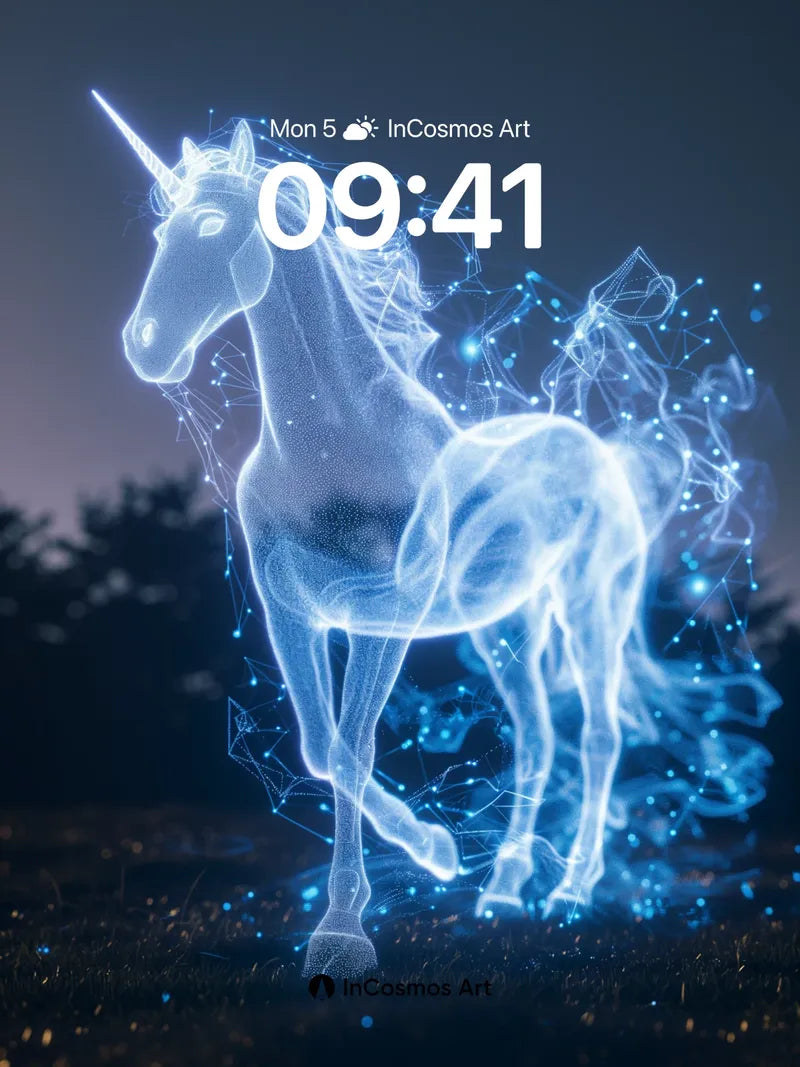 Luminous Unicorn Wallpaper with Electric Veins