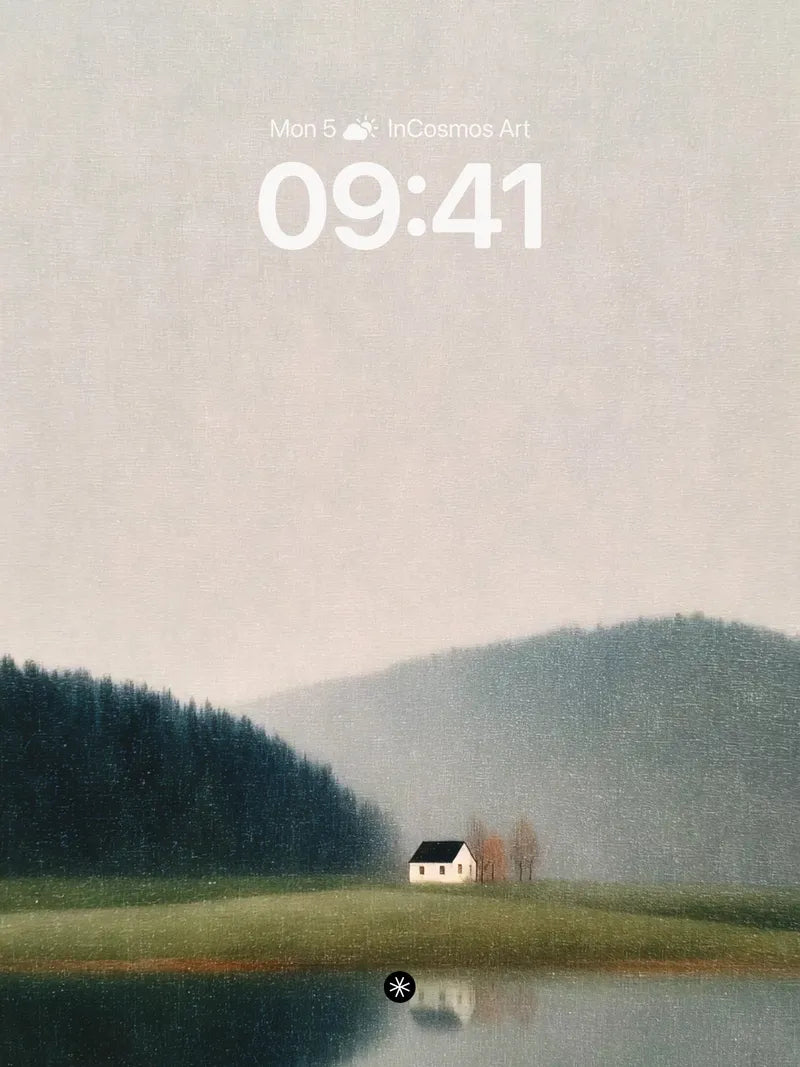 Serene Lake Reflection Wallpaper with Misty Solitude wallpaper for iPhone, iPad & Mac