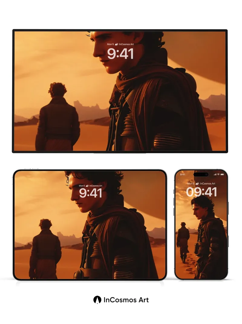 Desert Echoes Wallpaper with Celestial Horizon