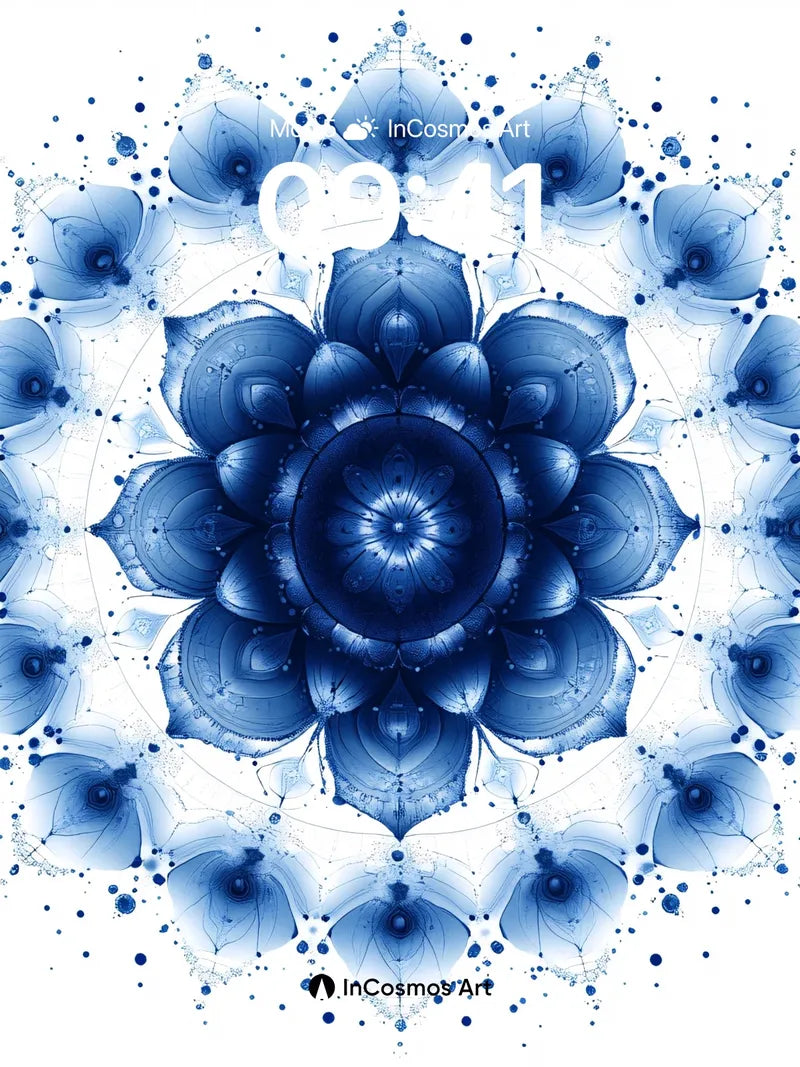 Serene Fractal Bloom Wallpaper in Deep Indigo wallpaper for iPhone, iPad & Mac