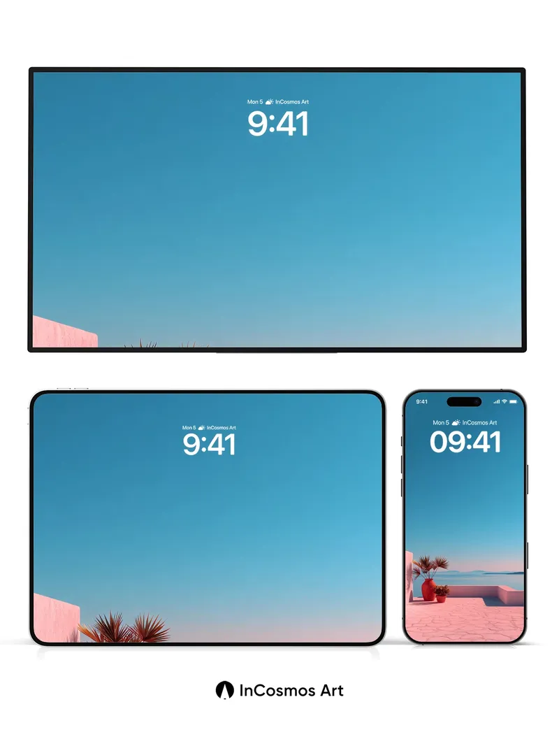 Serene Horizon Wallpaper with Coral Vessels