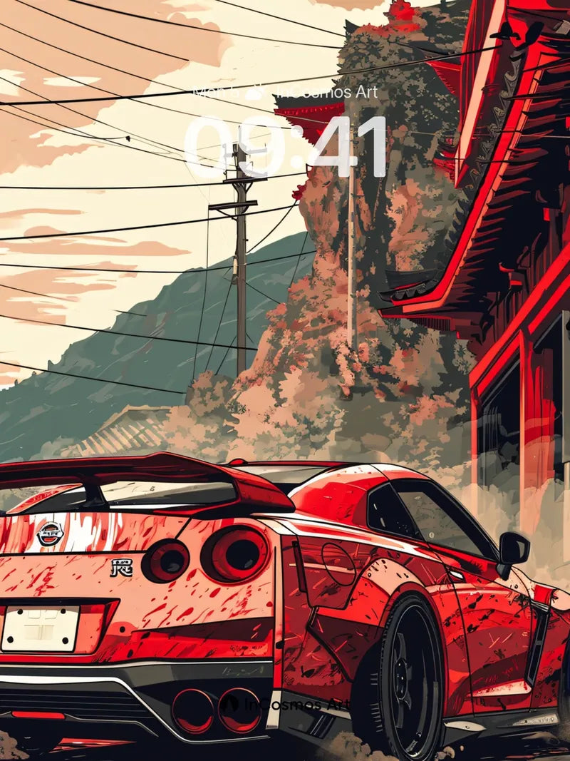 Crimson Drift Wallpaper with Temple Echoes