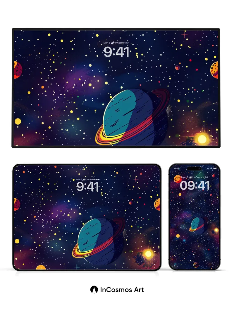 Cosmic Whispers Wallpaper with Saturn's Halo