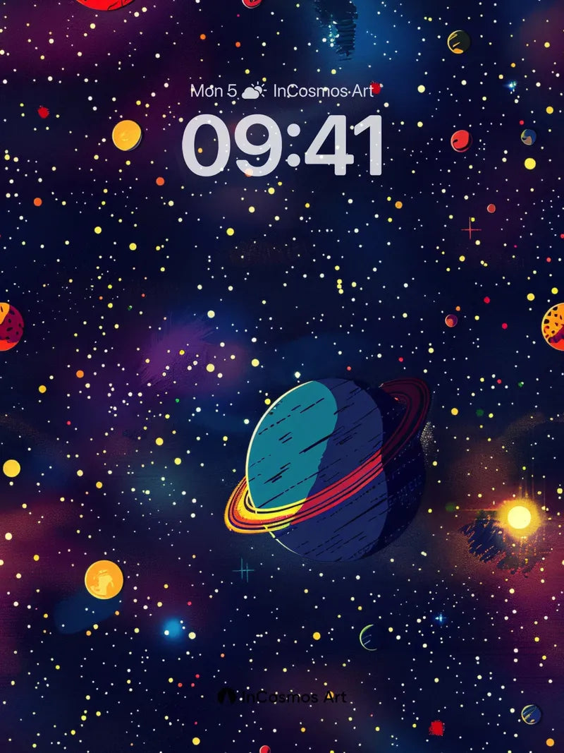 Cosmic Whispers Wallpaper with Saturn's Halo