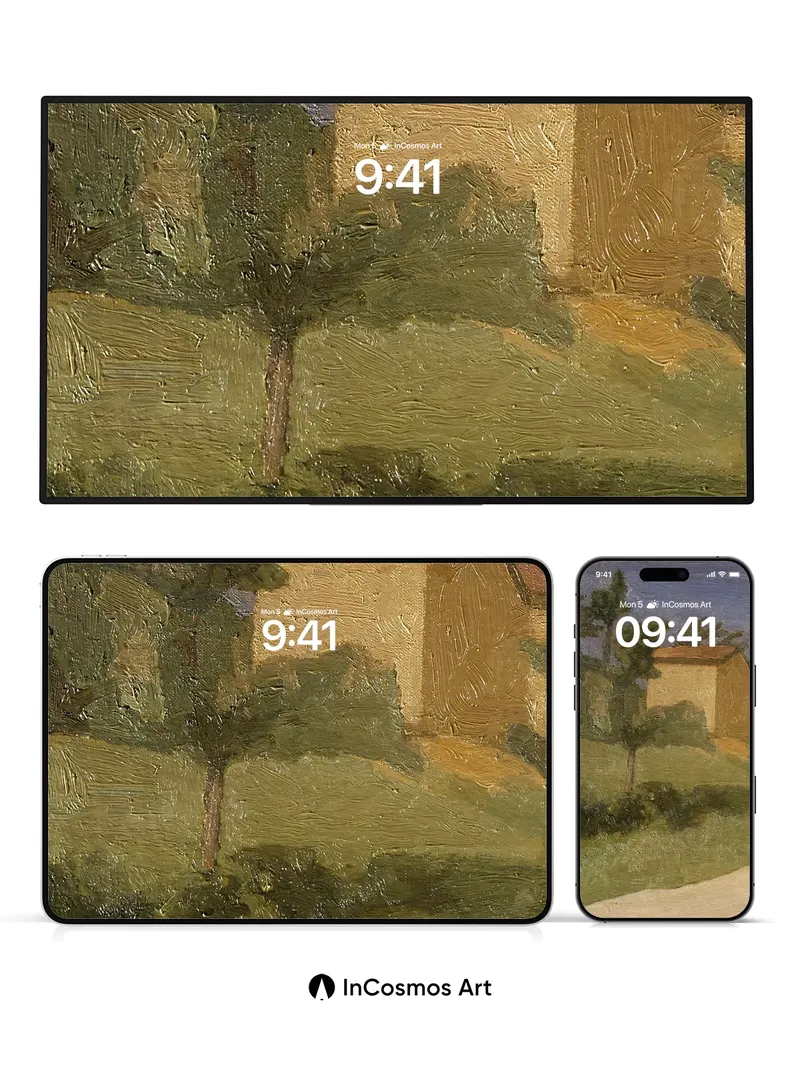 Serenity in Earth Tones Wallpaper with Impressionist Brushwork