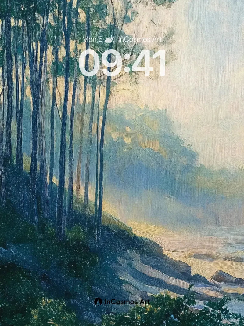 Misty Grove Wallpaper with Whispering Pines