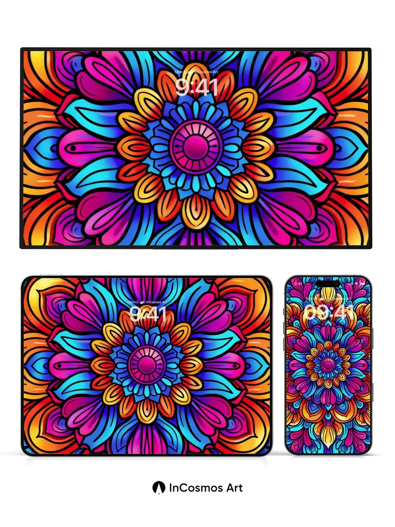 Radiant Mandala Wallpaper with Cosmic Petals