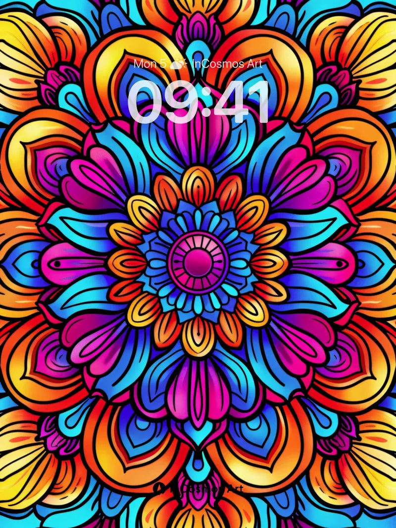 Radiant Mandala Wallpaper with Cosmic Petals