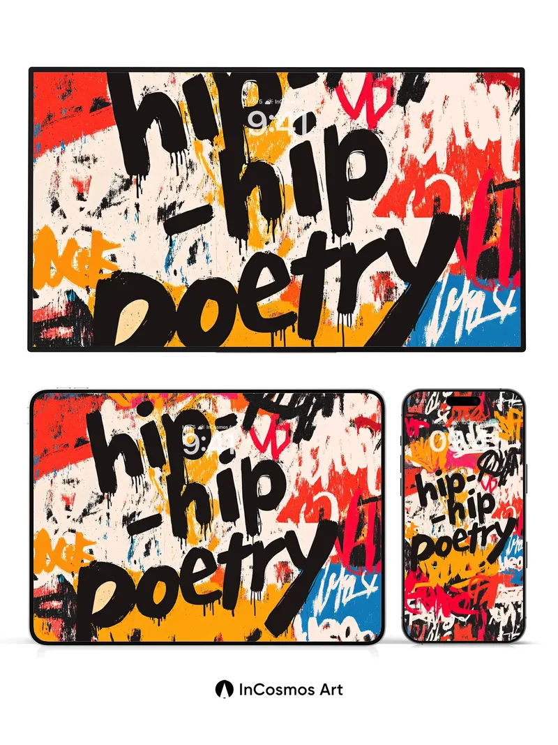 Rhythmic Graffiti Wallpaper with Hip-Hop Poetry
