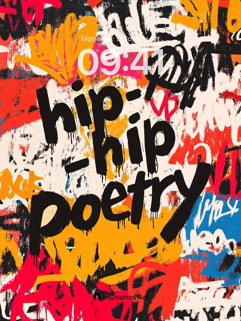 Rhythmic Graffiti Wallpaper with Hip-Hop Poetry