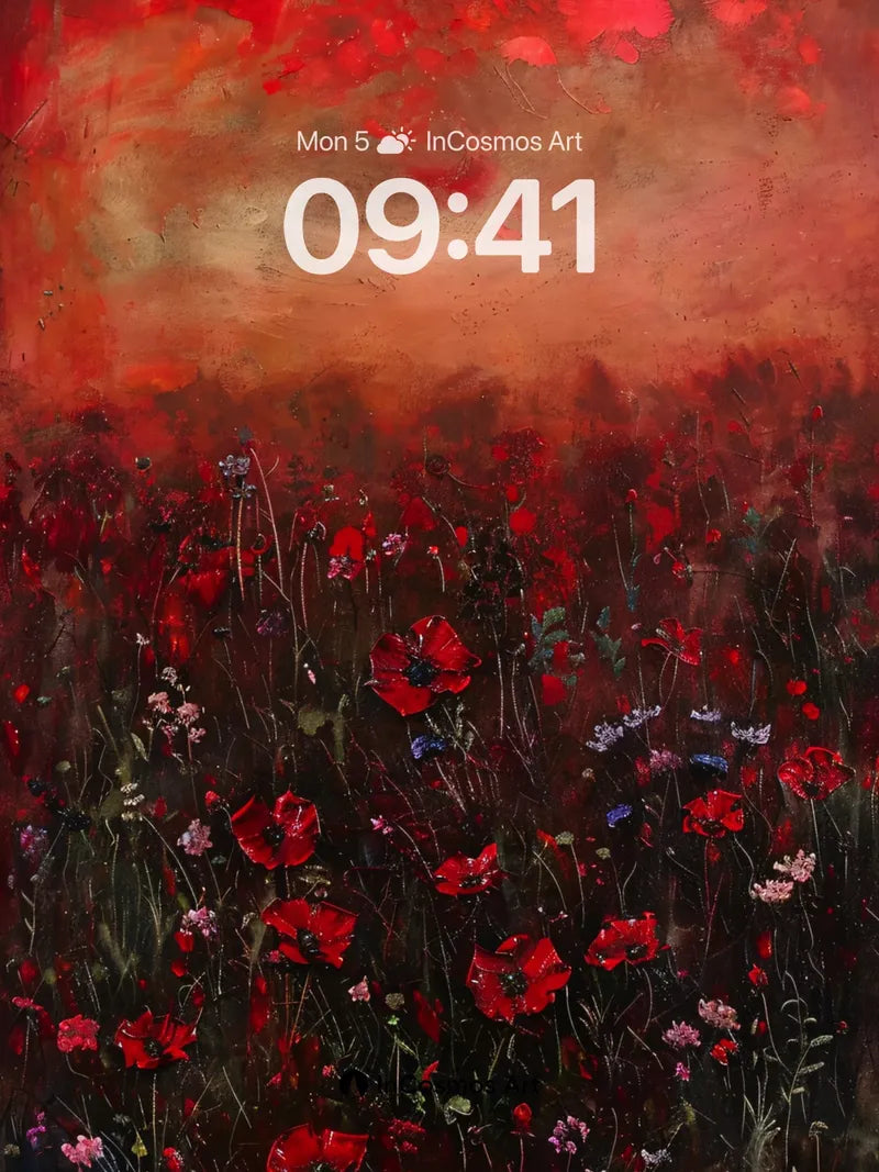 Crimson Hush Wallpaper with Blood-Red Poppies wallpaper for iPhone, iPad & Mac