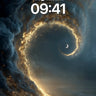 Luminous Spiral Wallpaper with Celestial Moon wallpaper for iPhone, iPad & Mac