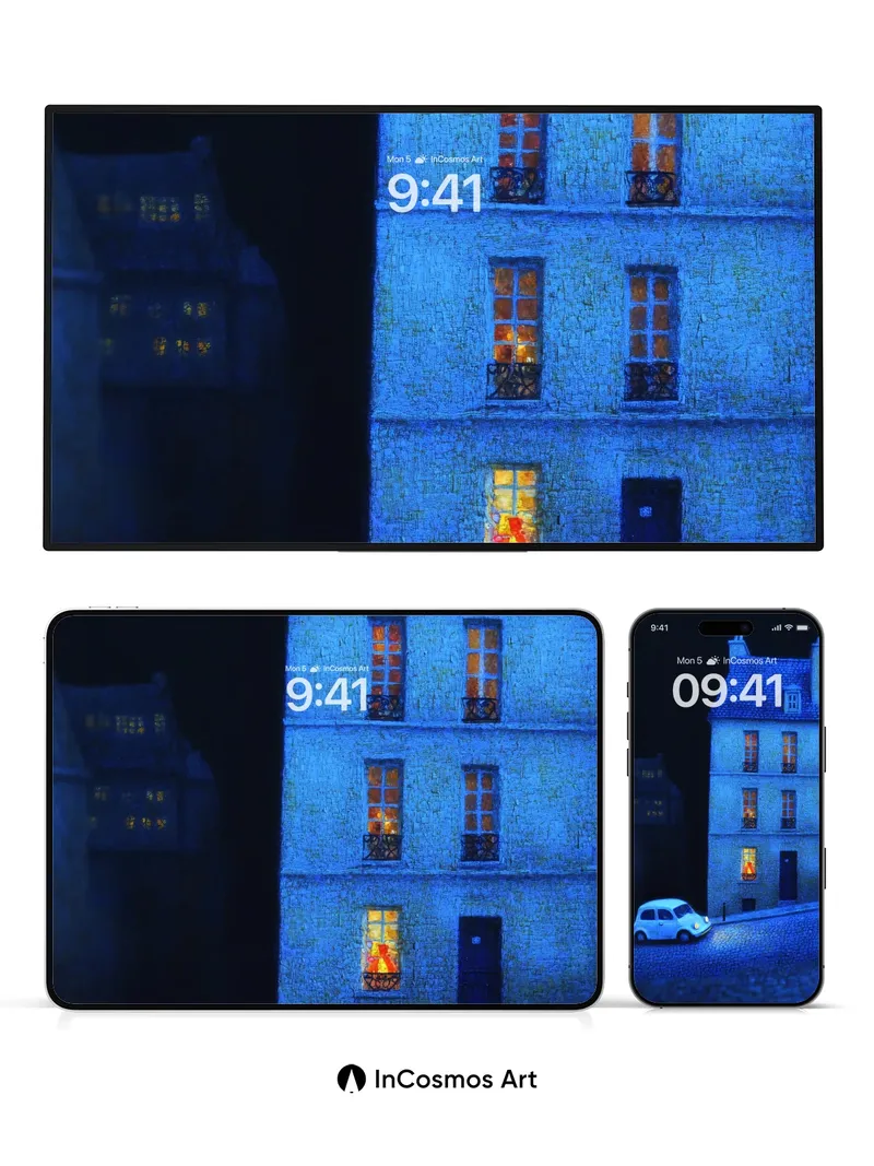 Nocturnal Stone Wallpaper with Glowing Windows