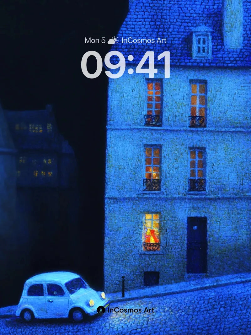 Nocturnal Stone Wallpaper with Glowing Windows