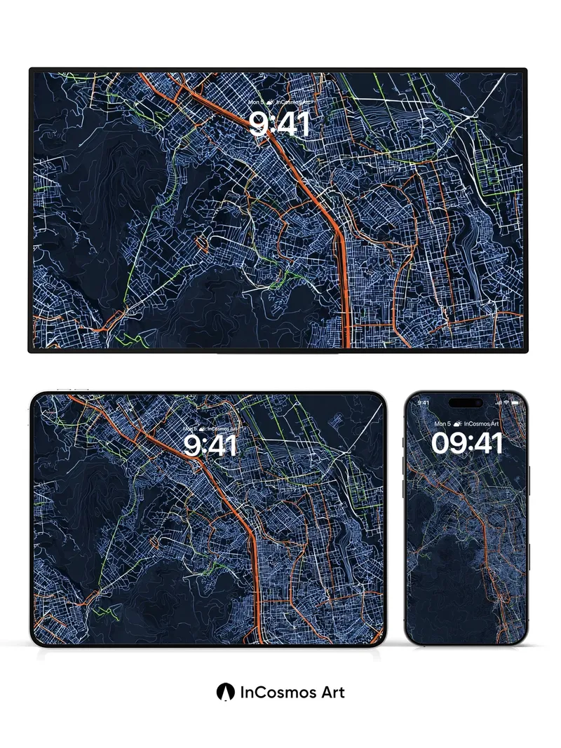 Neon Vein Wallpaper with City Pulse