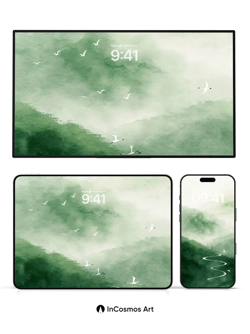 Mist and Mountain Wallpaper with Winding River
