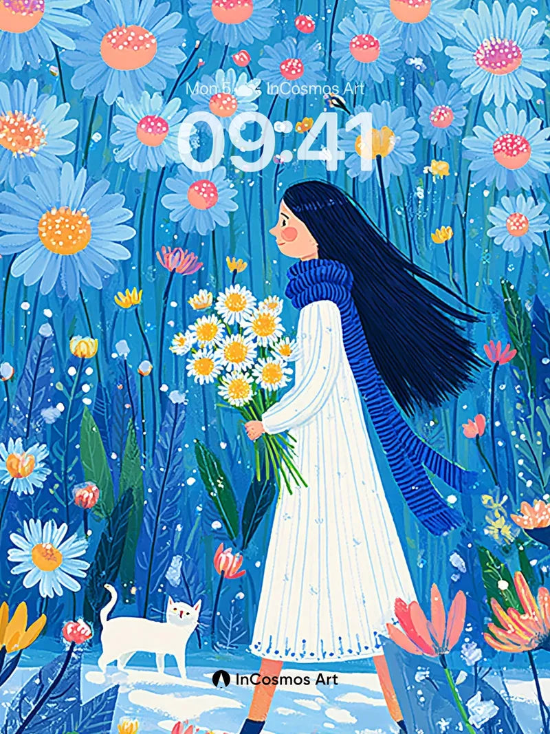 Luminous Meadow Wallpaper with Whispering Flowers wallpaper for iPhone, iPad & Mac