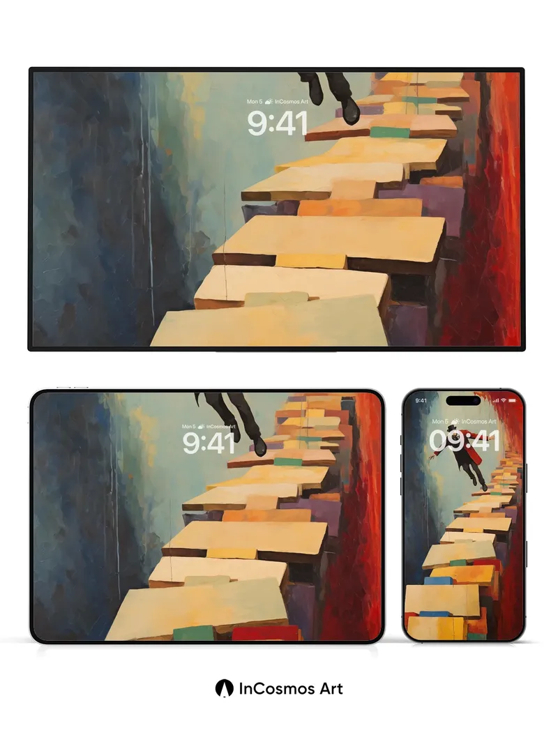 Leap of Faith Wallpaper with Floating Steps