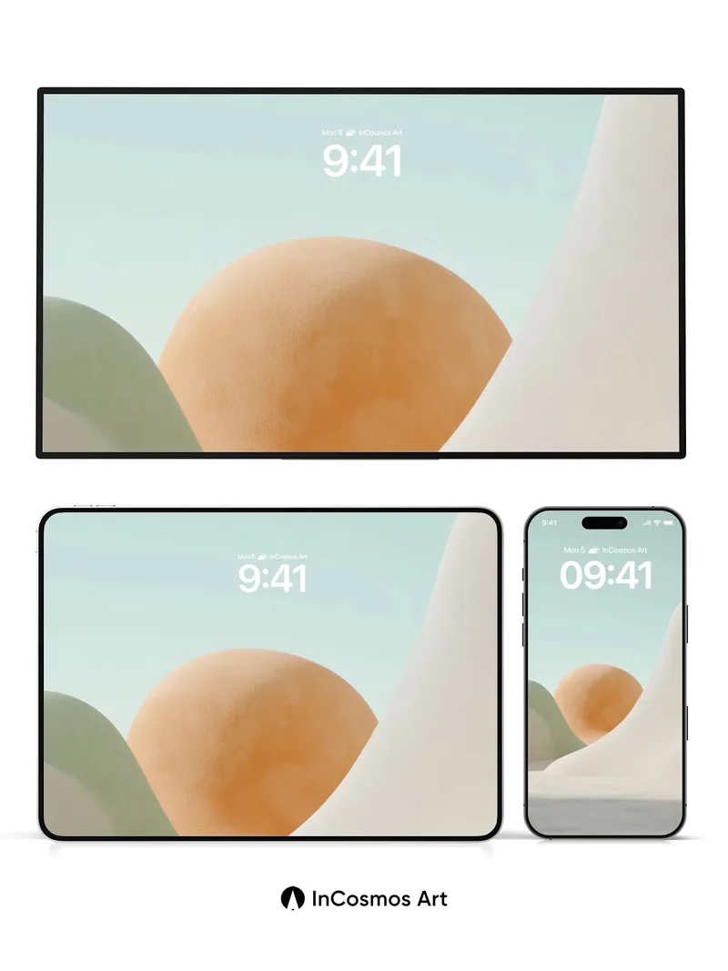 Serene Dune Wallpaper with Floating Orb