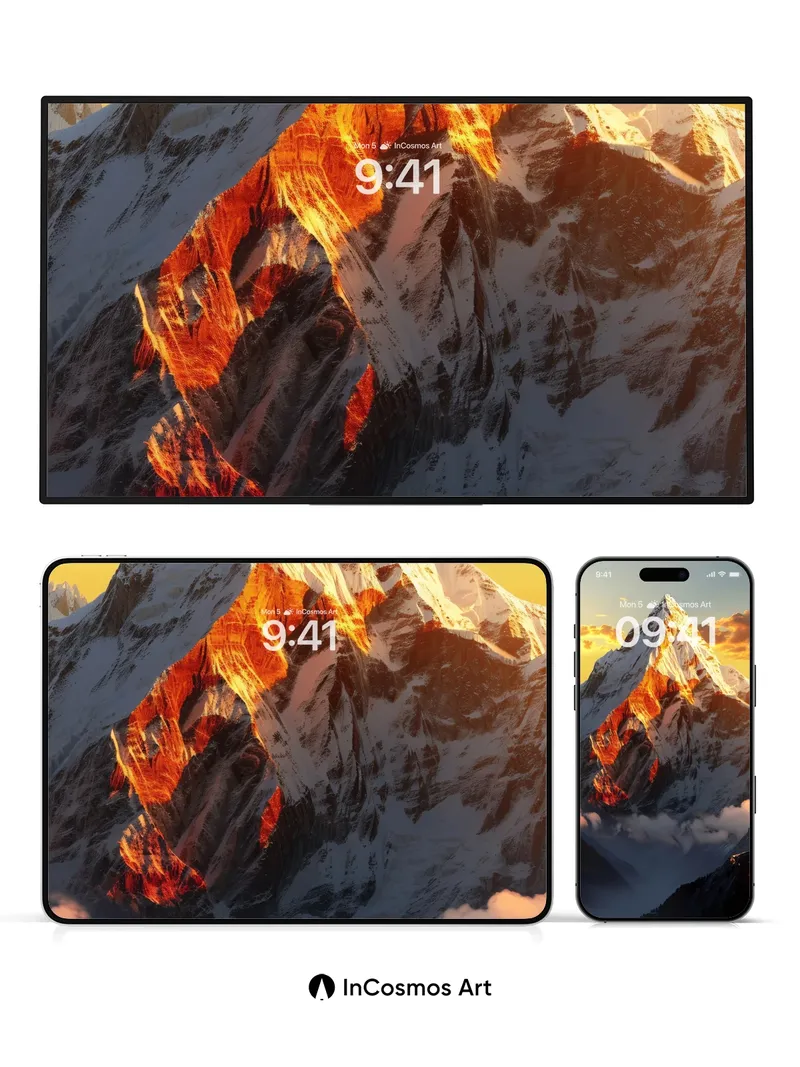 Golden Veil Mountain Wallpaper with Cloud Embrace